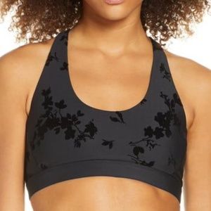 SoulCycle Black Floral Velvet Sports Bra